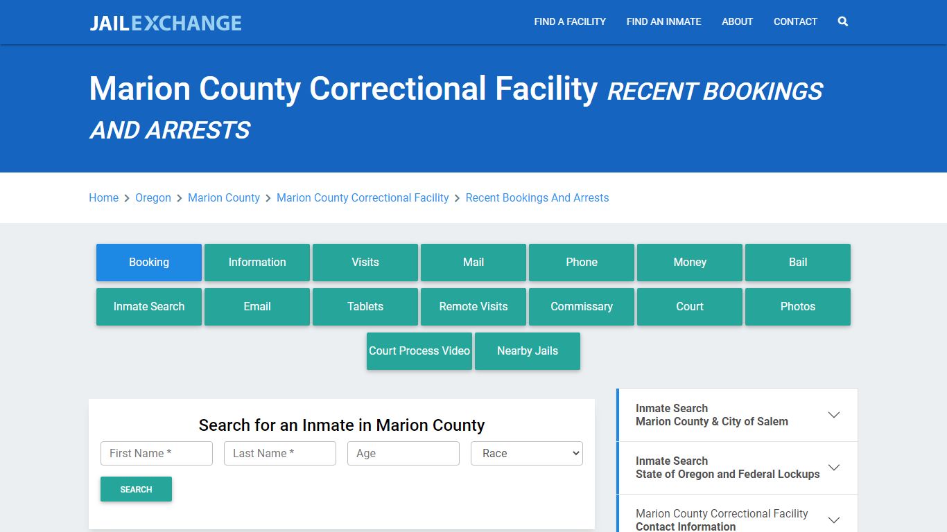 Marion County Correctional Facility Recent Bookings And Arrests